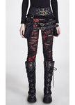 Punk Rave Gothalyptic Lara Leggings - Distressed Gothic Mesh Red Splatter Black