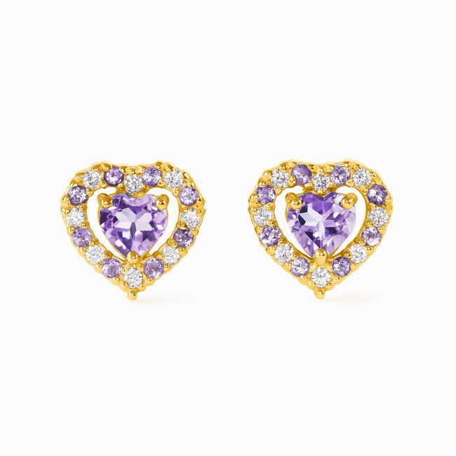 Purple Heart Lavender Amethyst Stud Earrings in 18k Gold Vermeil