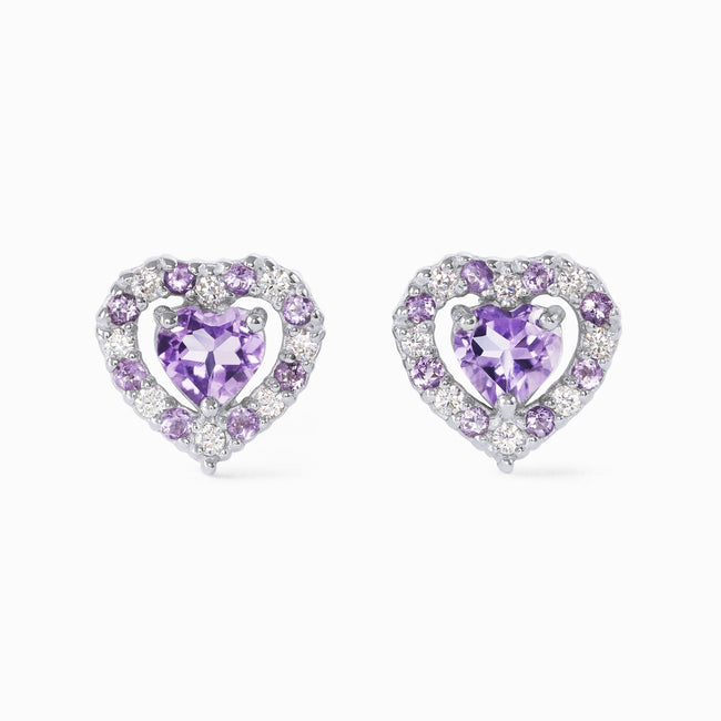 Purple Heart Lavender Amethyst Stud Earrings in Sterling Silver