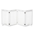 PawHut Wooden Pet Gate Foldable Freestanding Dog Safety Barrier w/ Support Feet