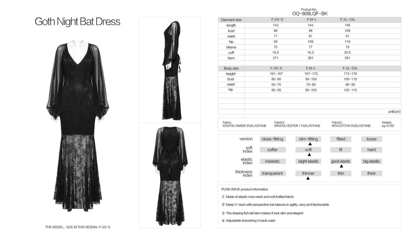 Punk Rave Calliope Goth Night Bat Dress