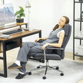 HOMCOM Executive Office Chair, Linen Fabric Computer Desk Chair with Double-Layer Back Cushion, Tilt Function, Height Adjustable for Home, Charcoal Grey