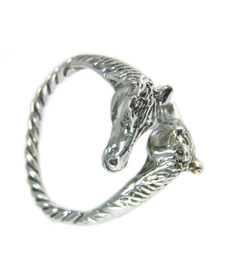 925 Silver Two Horse Heads Ring – Equestrian-Inspired Gift for Him or Her
