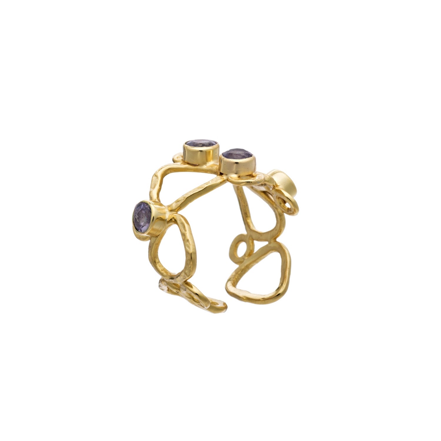 Thalia Adjustable Gemstone Ring: Labradorite
