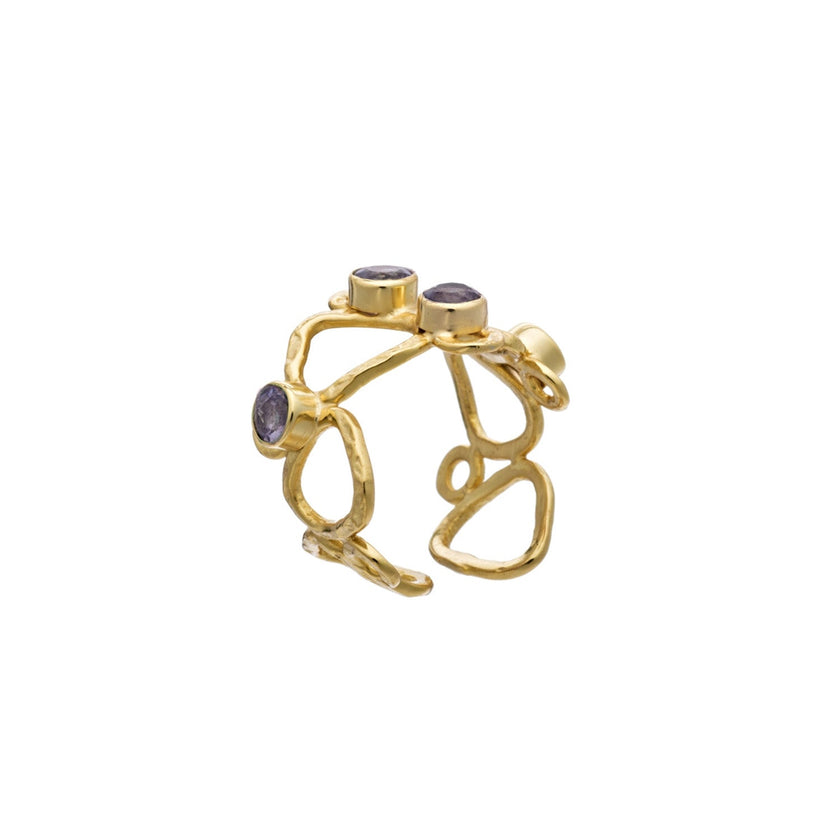 Anillo Ajustable de Piedra Preciosa Thalia: Labradorita