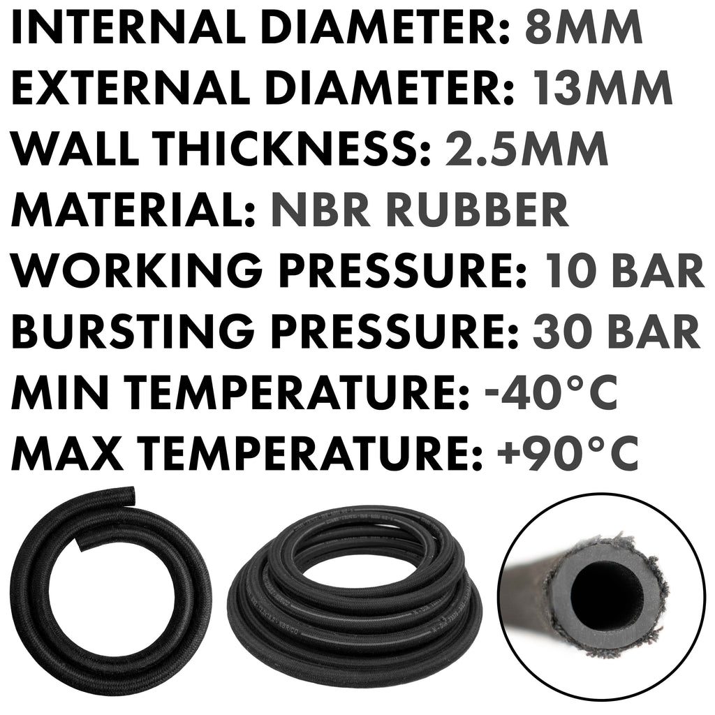 Rubber Reinforced with a Heat Resistant Textile Braid 8mm/13mm