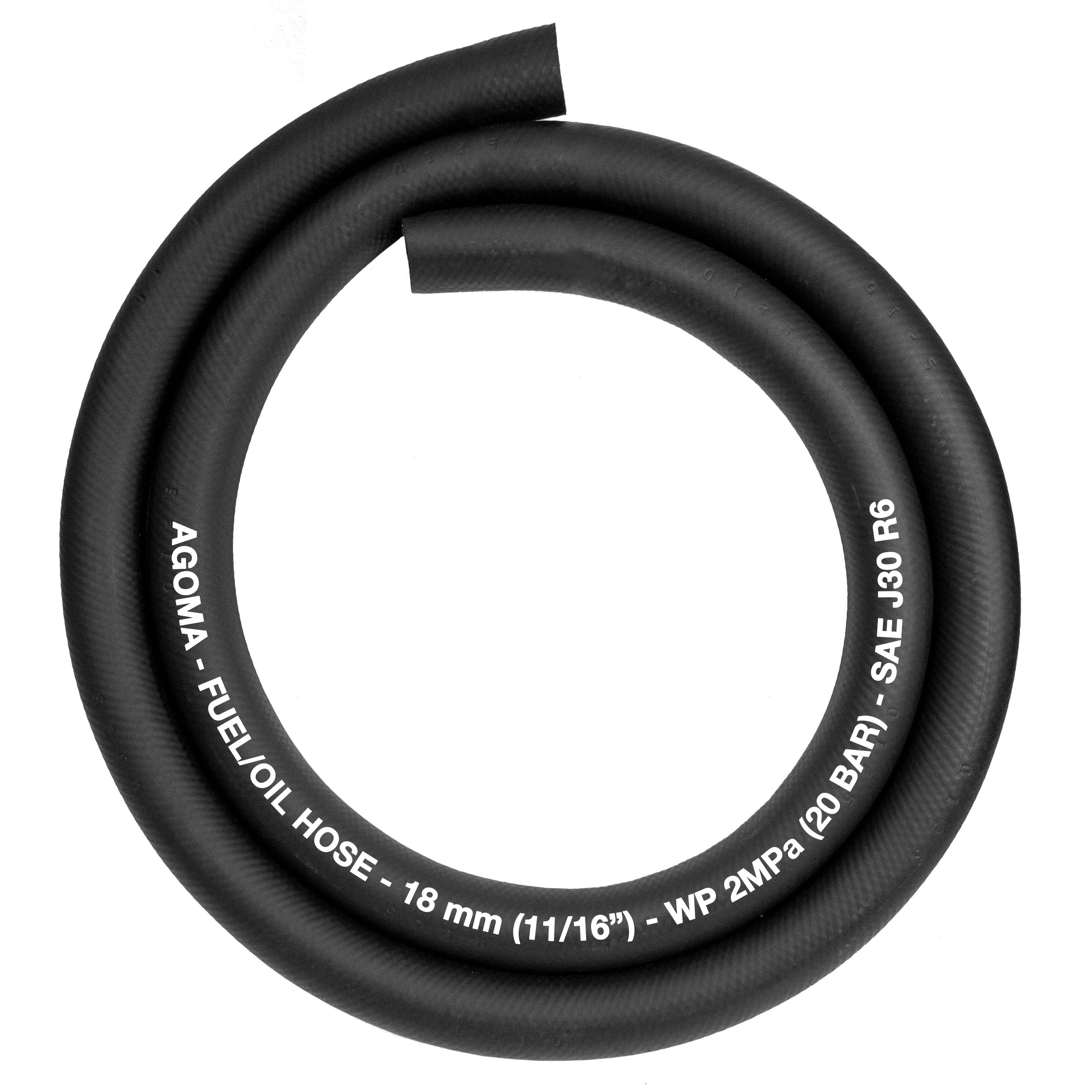 Rubber 18mm Braided Fuel, Oil Hose SAE J30 R6