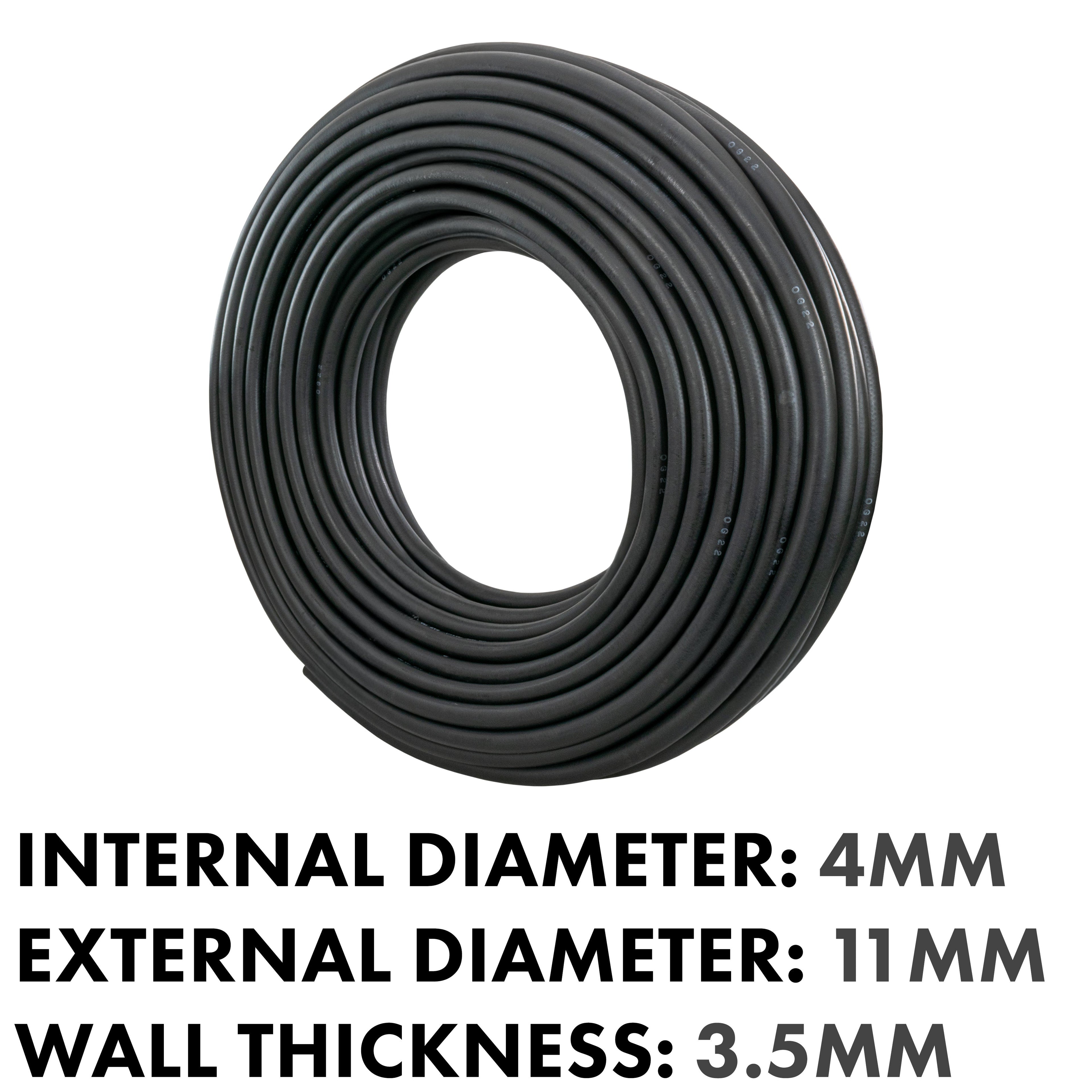 Rubber 4mm Braided Fuel, Oil Hose SAE J30 R6