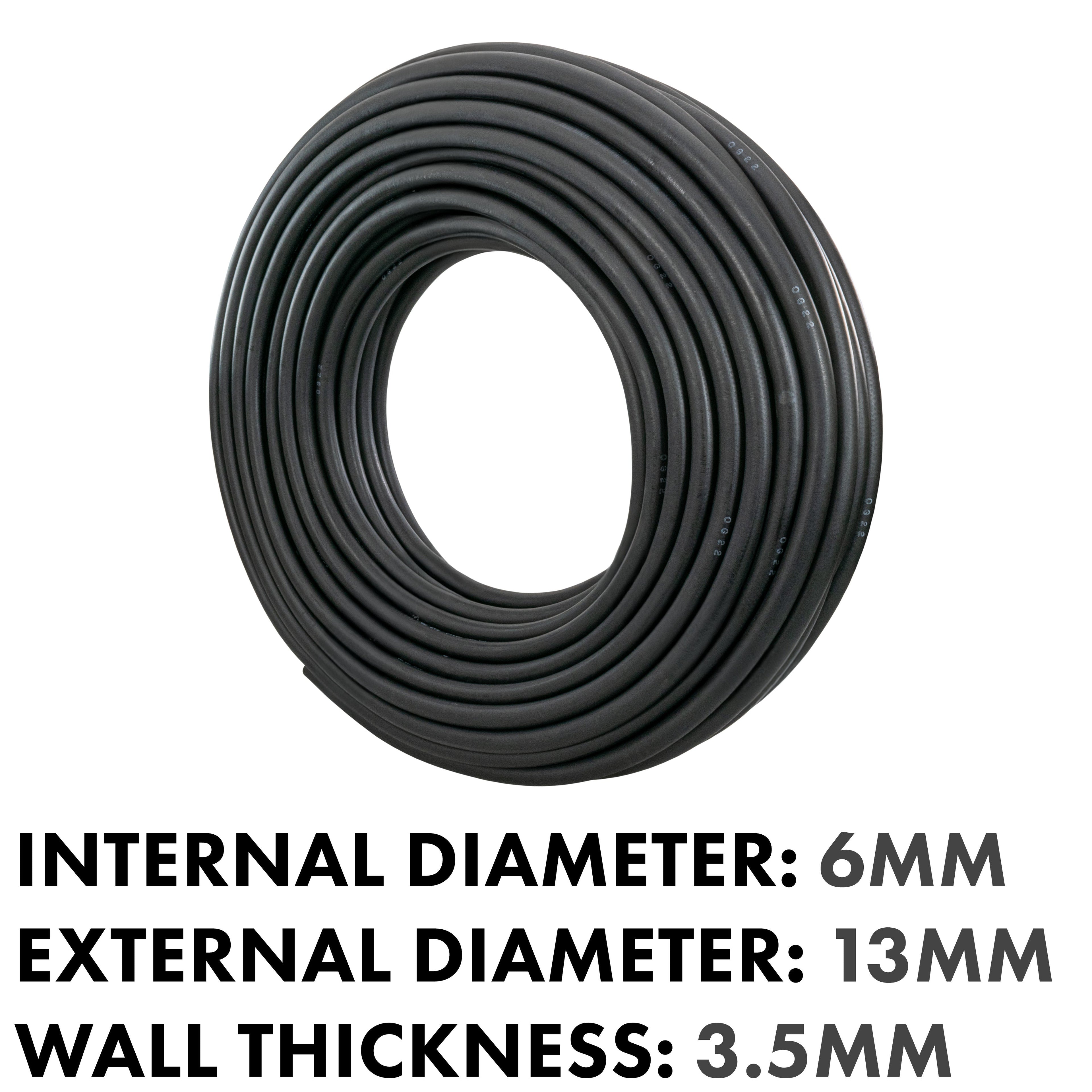 Rubber 6mm Braided Fuel, Oil Hose SAE J30 R6
