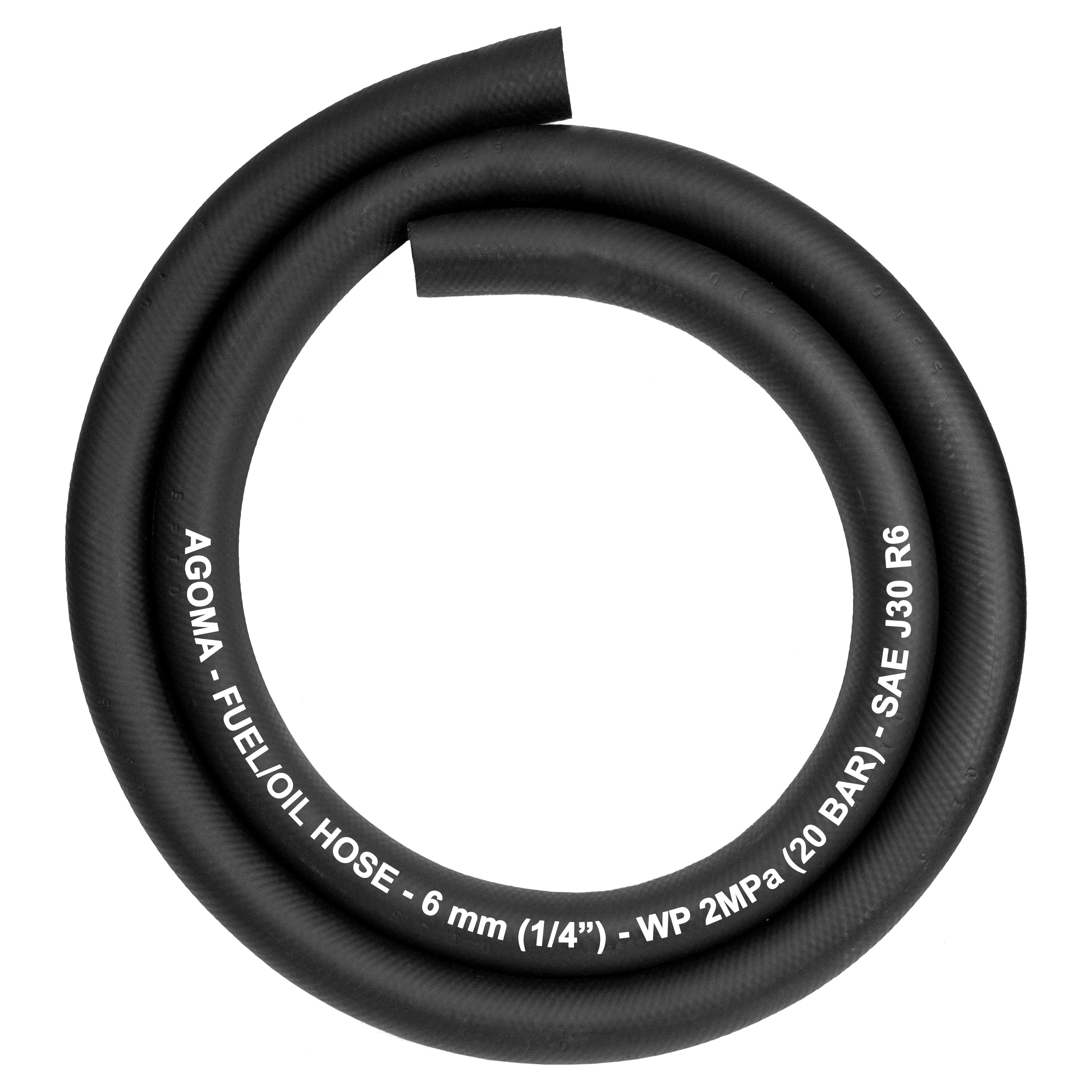 Rubber 6mm Braided Fuel, Oil Hose SAE J30 R6