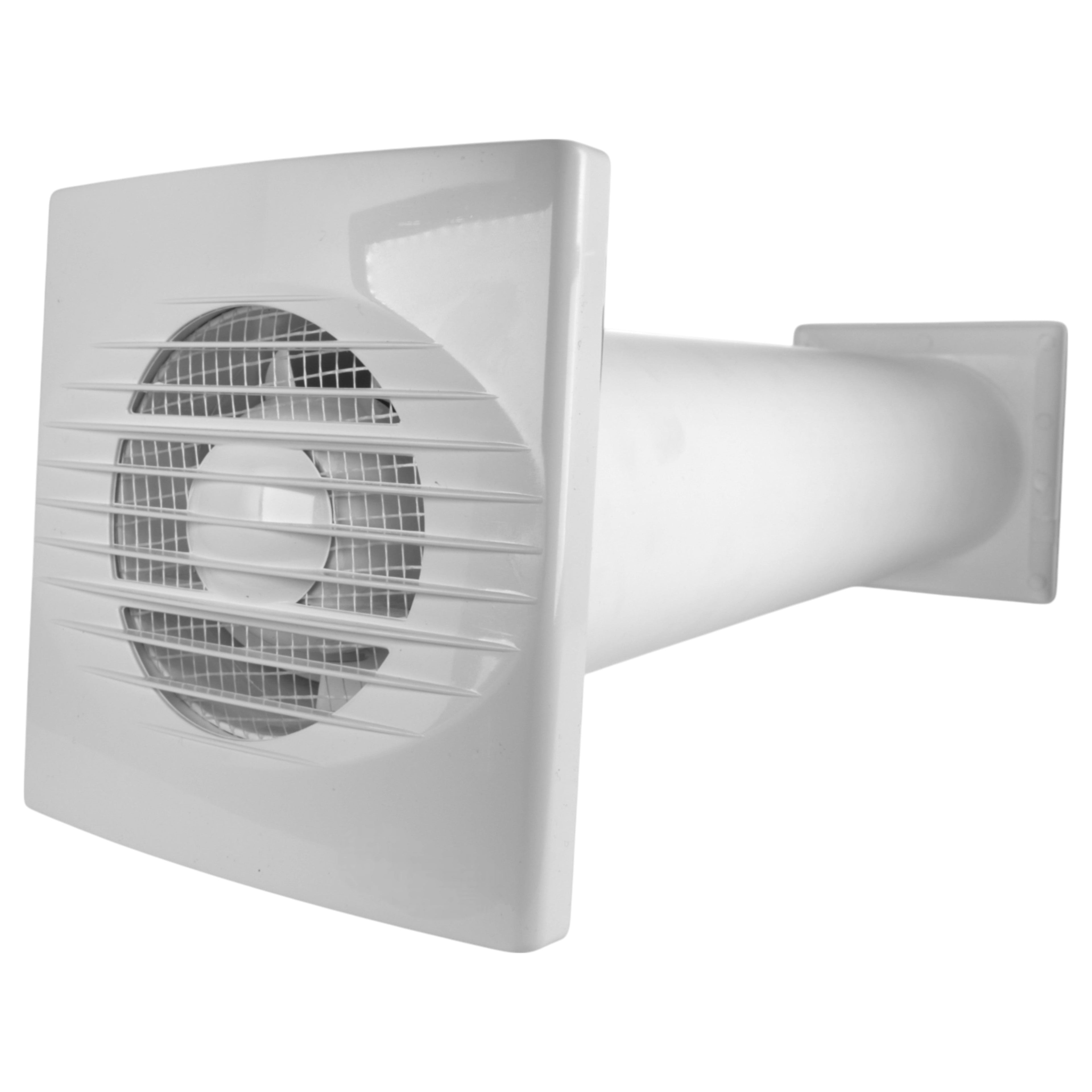 Through Wall Ventilation Kit RICO Timer and Humidistat Fan with White External Vent