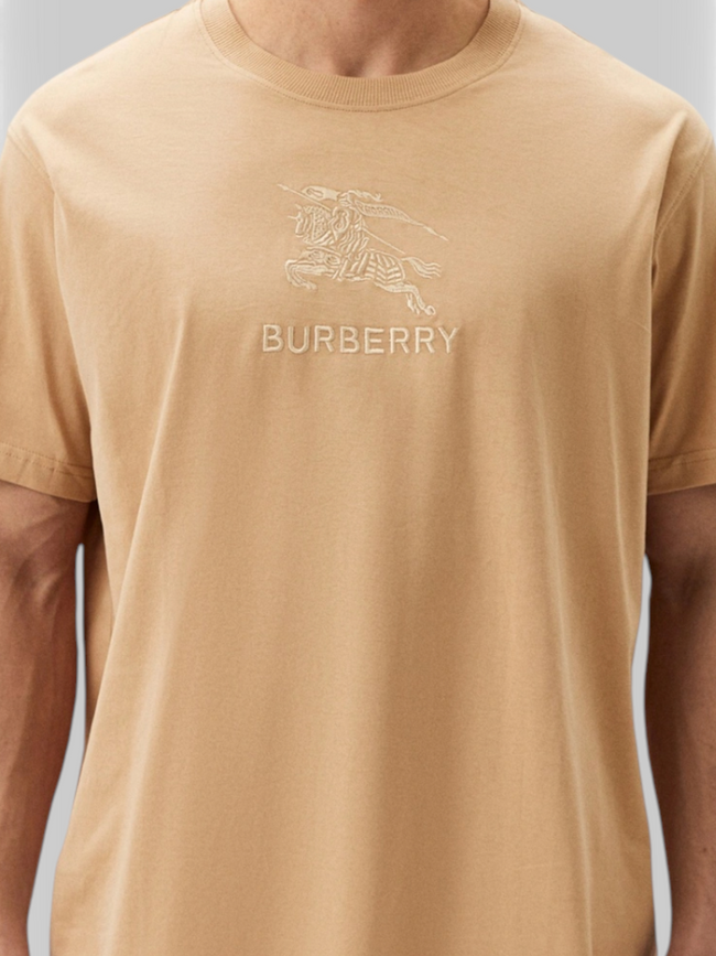 T-shirt en coton à logo brodé Fauve doux