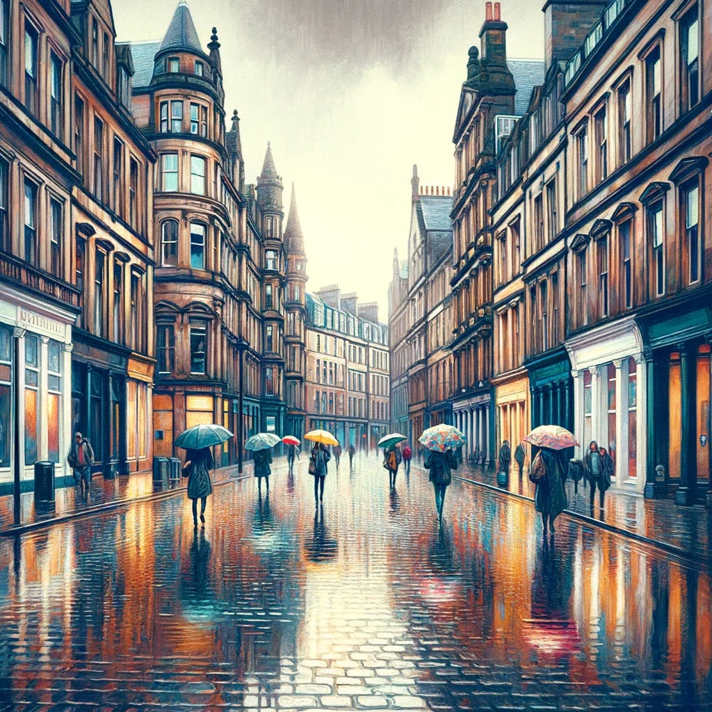 Rainy Glasgow Street Canvas