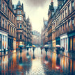 Rainy Glasgow Street Canvas