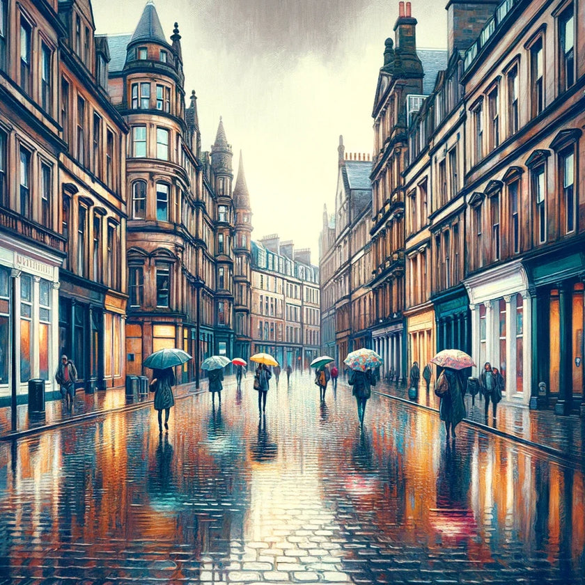 Rainy Glasgow Street Canvas