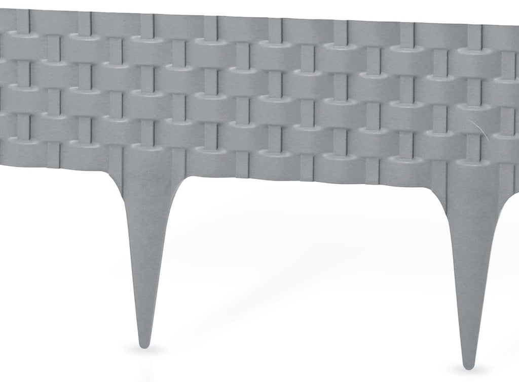 Lawn Edging, Plastic Palisade Rattan Effect, 2.4m, Gray