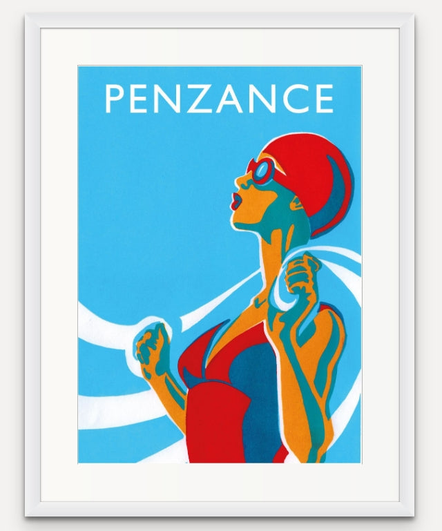 Eliza with towel-Swimmer - Red - Giclée Screen Print