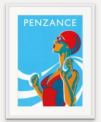 Eliza with towel-Swimmer - Red - Giclée Screen Print