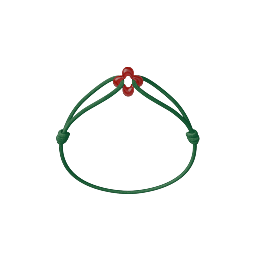 Mini Red Clover Cord Bracelet