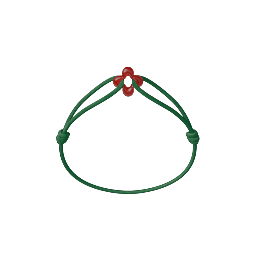 Mini Red Clover Cord Bracelet