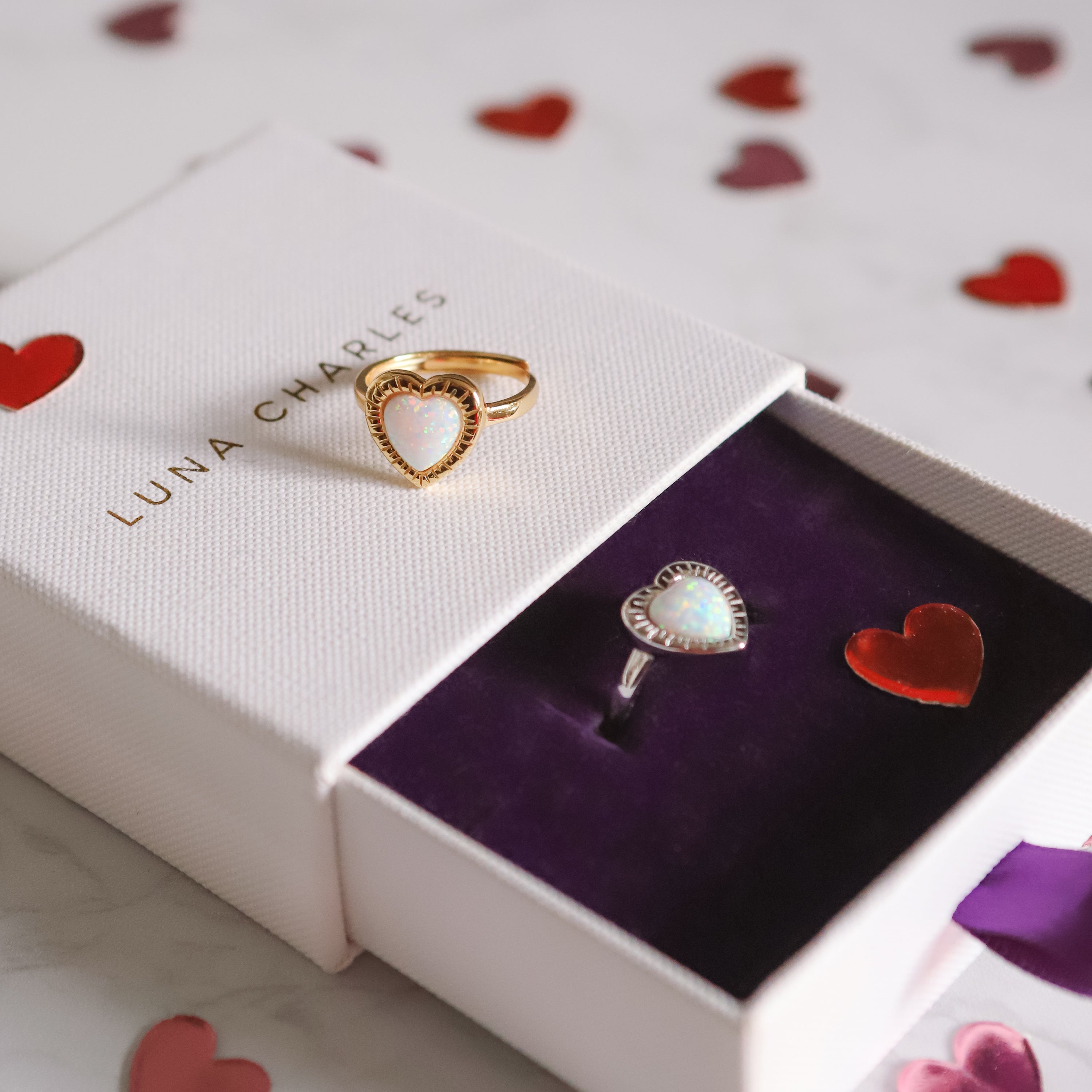 Anillo Roxanne de Ópalo con Corazón | Plata de Ley 925