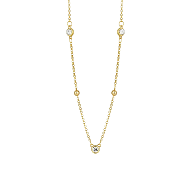 18K Gold Plated Bezel Stone Necklace