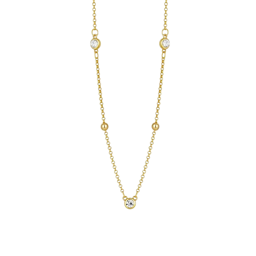 18K Gold Plated Bezel Stone Necklace