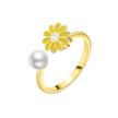 Adjustable Yellow Daisy Spinner Ring