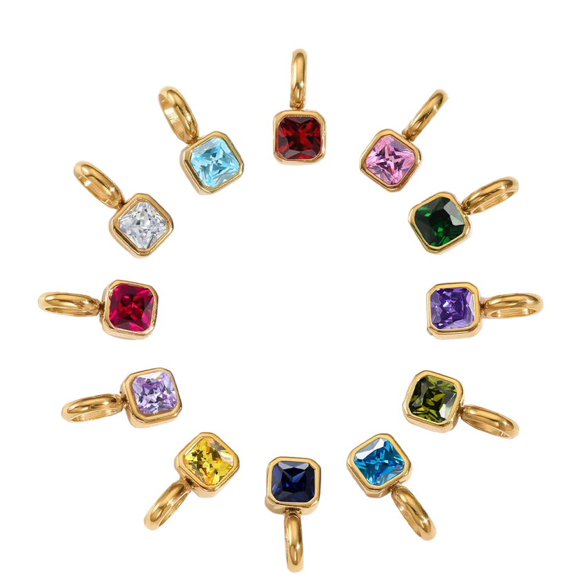 Oktagon Geburtsstein-Anhänger