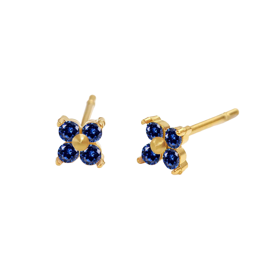 Birthstone Flower Stud Earrings