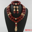 Nigerian Bridal Coral Jewellery Set | Crystal Pillar Beads | Necklace, Earrings & Bracelet
