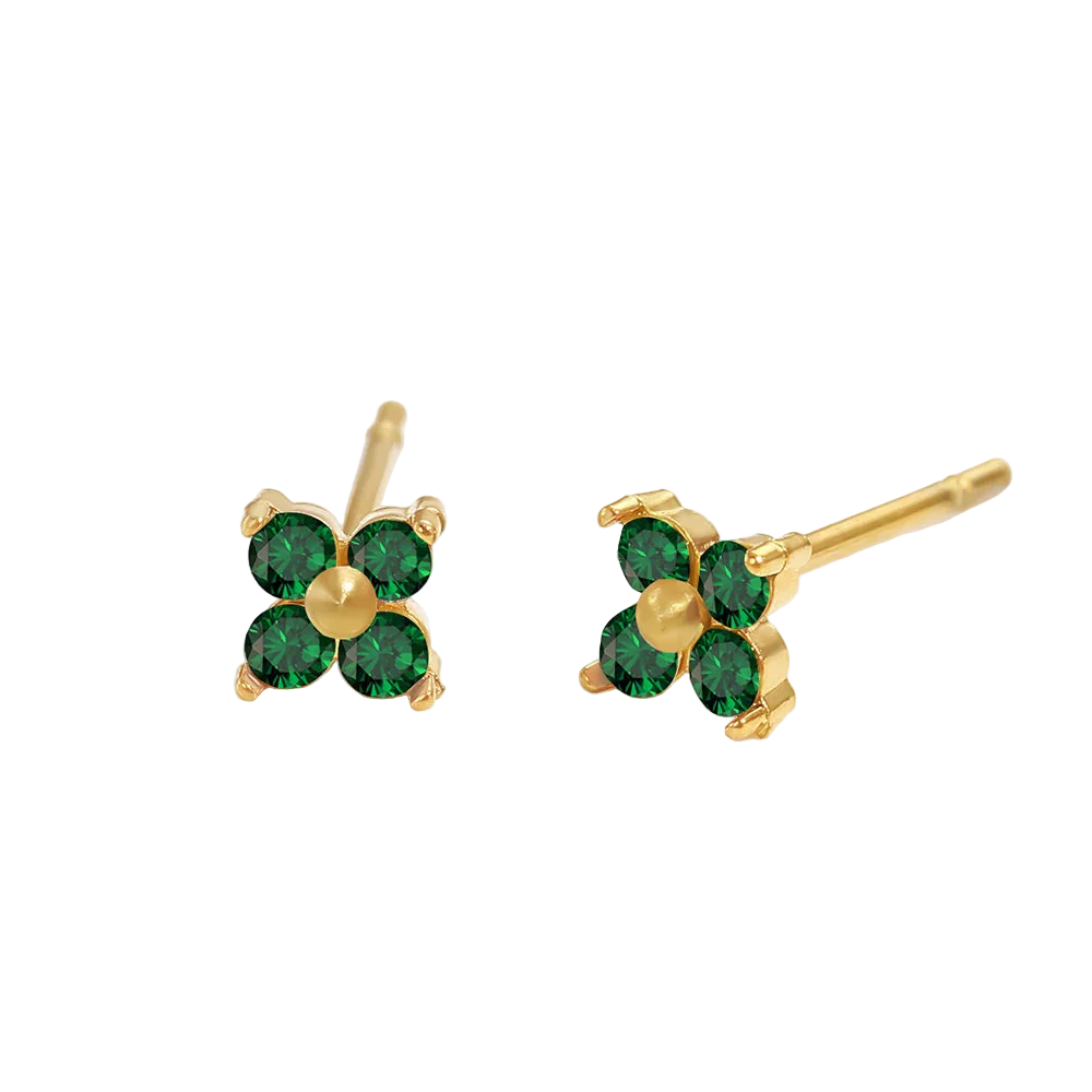 Birthstone Flower Stud Earrings