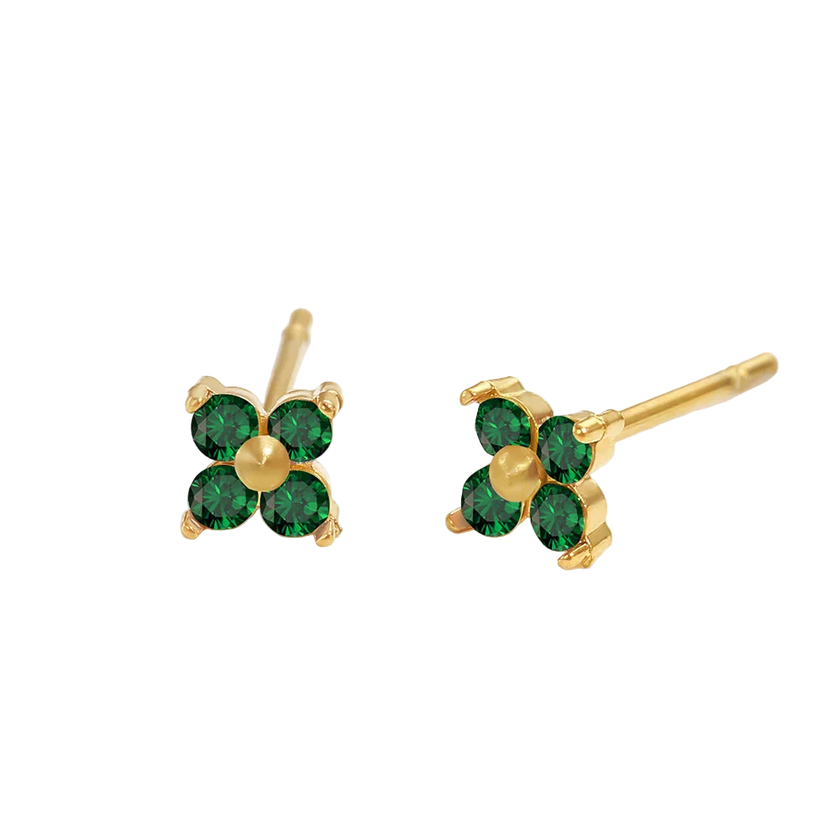 Birthstone Flower Stud Earrings