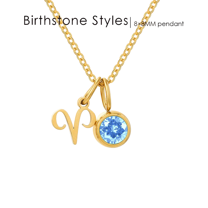 14K Gold, Silver & Rose Gold Zodiac Birthstone Necklace