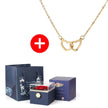 Regalo de San Valentín 2024 Personalizado para Mujer Collar de Acero con Doble Corazón Grabado con Nombre Caja de Rosa Eterna Anillo de Boda
