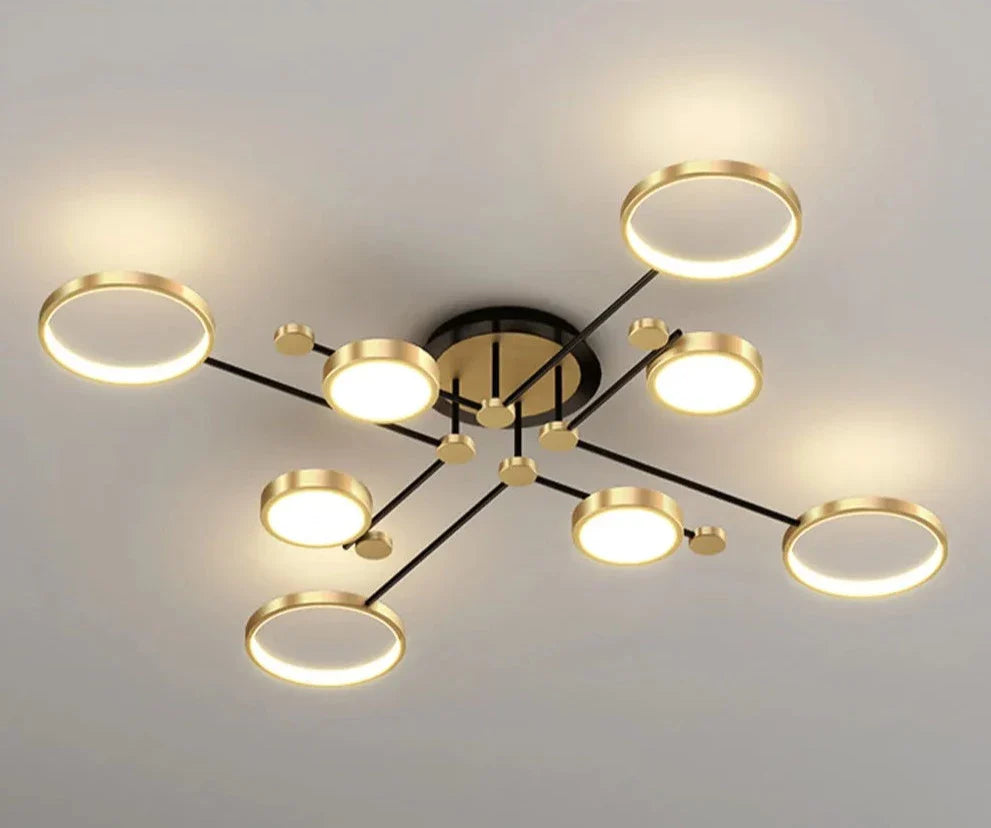 Chemistry Flush Mount Chandelier Gold LED 130cm Low Ceiling Light