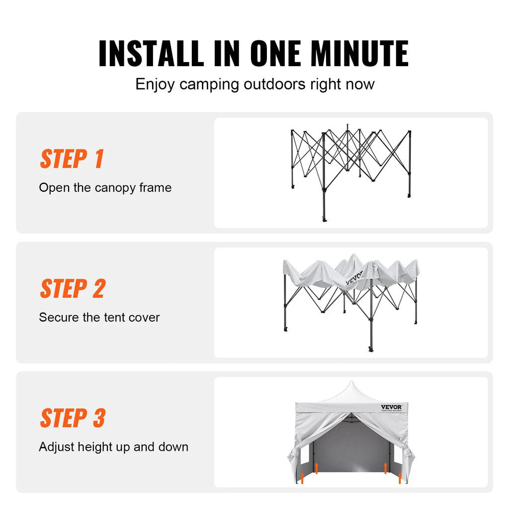 VEVOR 10x10 FT Pop up Canopy with Removable Sidewalls Portable Gazebo & Wheeled Bag  UV Resistant Waterproof Tent for Patio