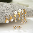 18K Gold Plated 4-Piece Pearl & Cubic Zirconia Stud Earring Set