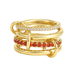 18K Elegant Gold Plated Stacked Rings with Red & White Stones