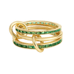 18K Elegant Gold Plated Stacked Rings with Green Stones