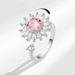 Adjustable Pink Flower Spinner Ring