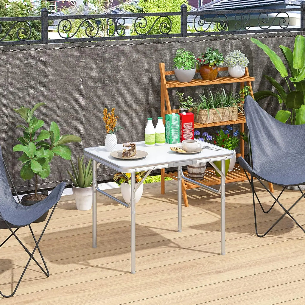 Mesa Plegable de Alta Resistencia, Mesa de Camping, Fiesta, Picnic, Comedor, Jardín, Mesa Plegable Portátil para Camping, Mesa de Altura Ajustable de 2.5 pies