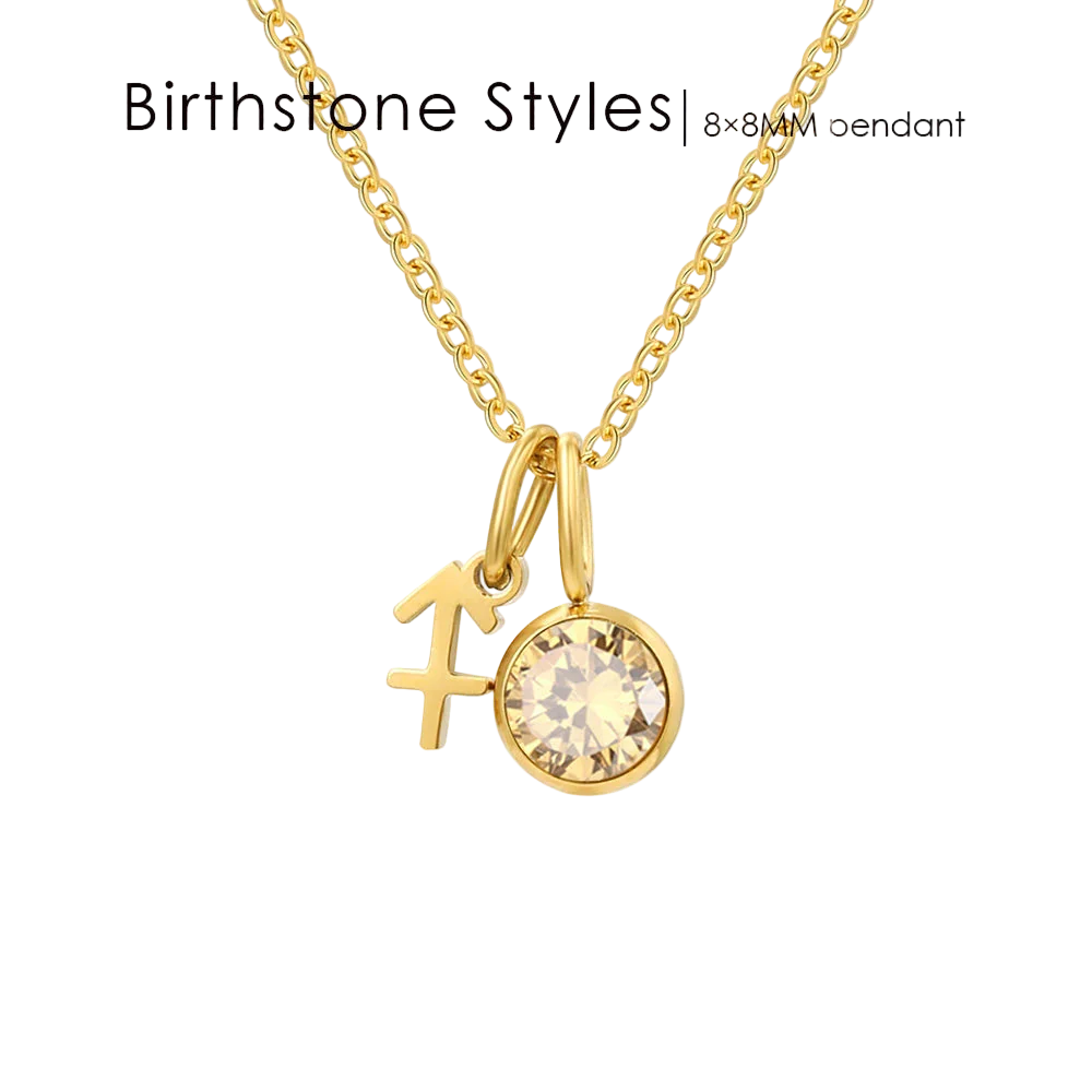 14K Gold, Silver & Rose Gold Zodiac Birthstone Necklace