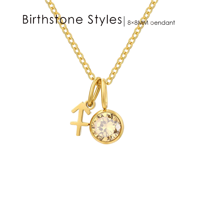 14K Gold, Silver & Rose Gold Zodiac Birthstone Necklace