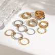18K Elegant Gold&Bronze&Silver Stacked Rings