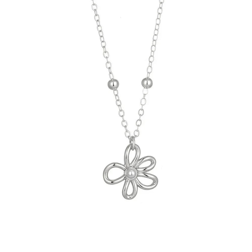 18K Gold Plated Flower Necklace with Pearl