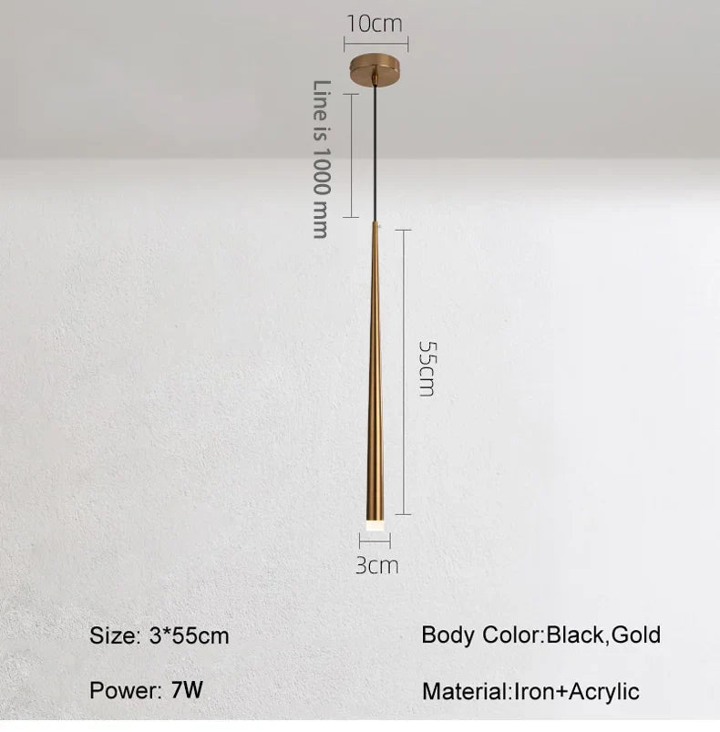 Sleek Drop Pendant Light - LED Integrated Adjustable Height Warm Light