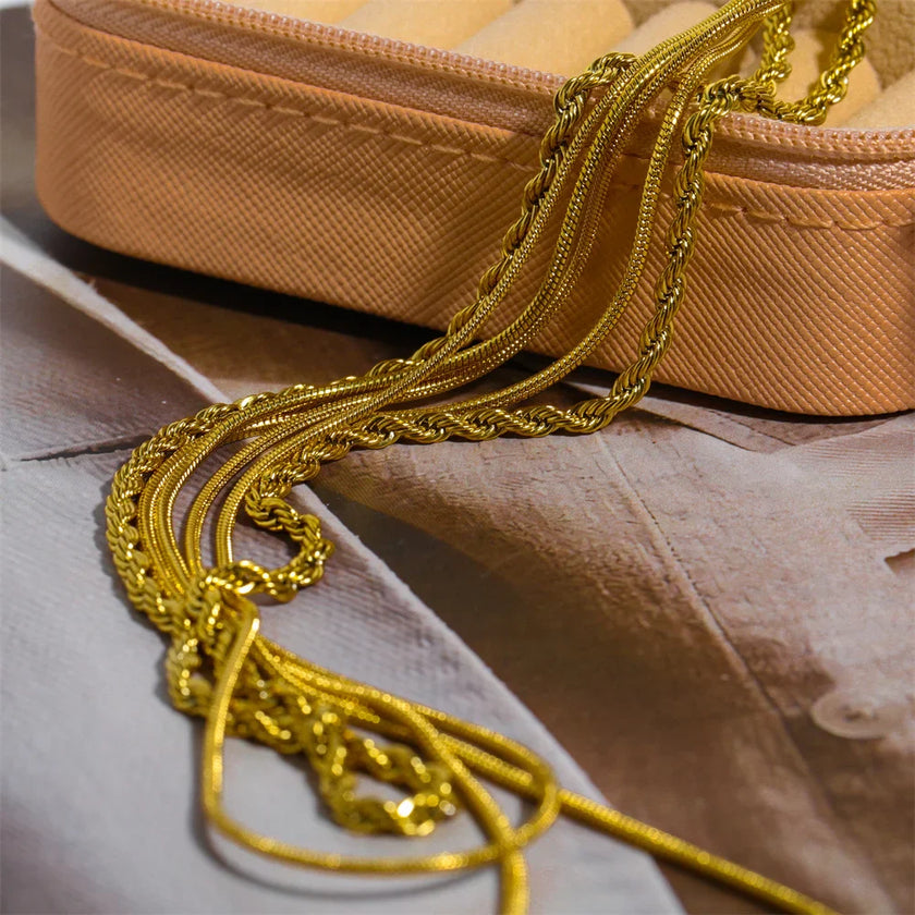 18K Gold Plated Layered Chain Necklace