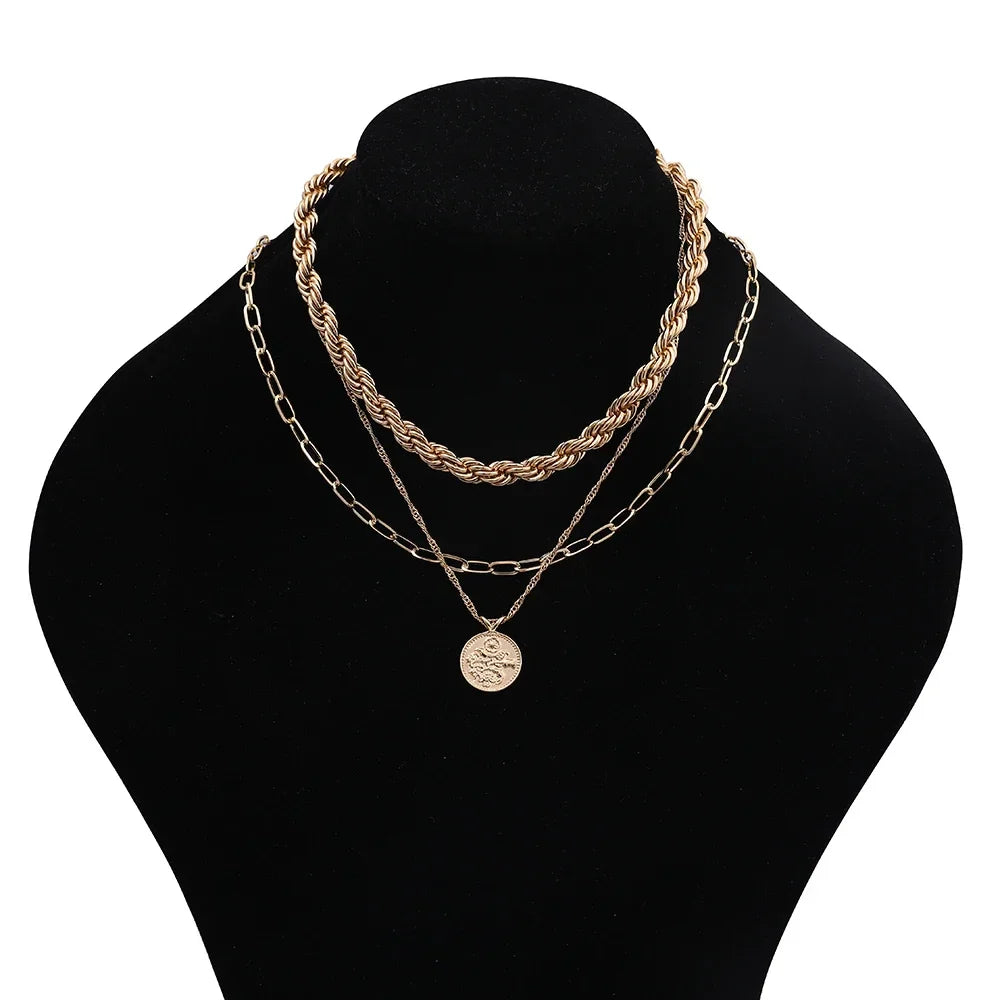 18K Gold Spiral Twist Rope Chain Necklace