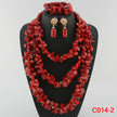 Nigerian Coral Jewellery Set | Necklace, Earrings & Bracelet | African Beads | Wedding